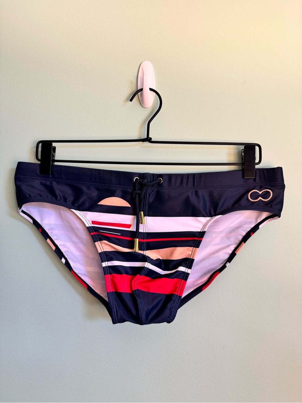 Men's 2EROS V10 Swim Brief in Blue “Ocean” with Stripes - Size XL (35-36)